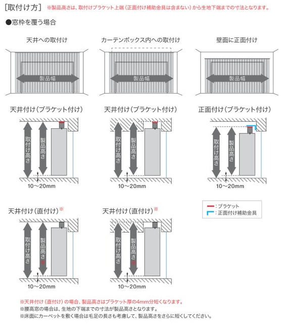 調光縦型ブラインド エアレ タチカワブラインド 窓を覆って取り付ける場合 製品高さは取り付け方に合わせて指定