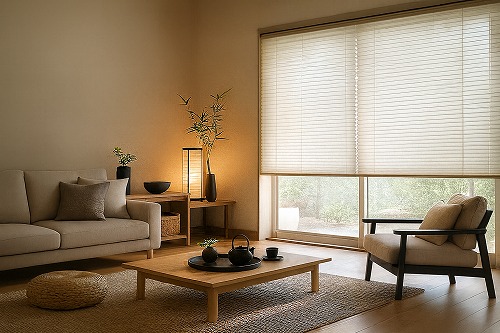 リビング 和モダン プリーツスクリーン ニュートラルカラー