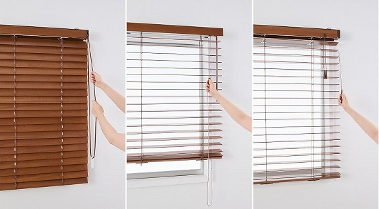 木製ブラインドの操作方法の種類一例